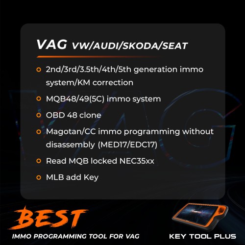 Xhorse VVDI Key Tool Plus Pad VA Version Specific for VAG Car Models with MQB48 License